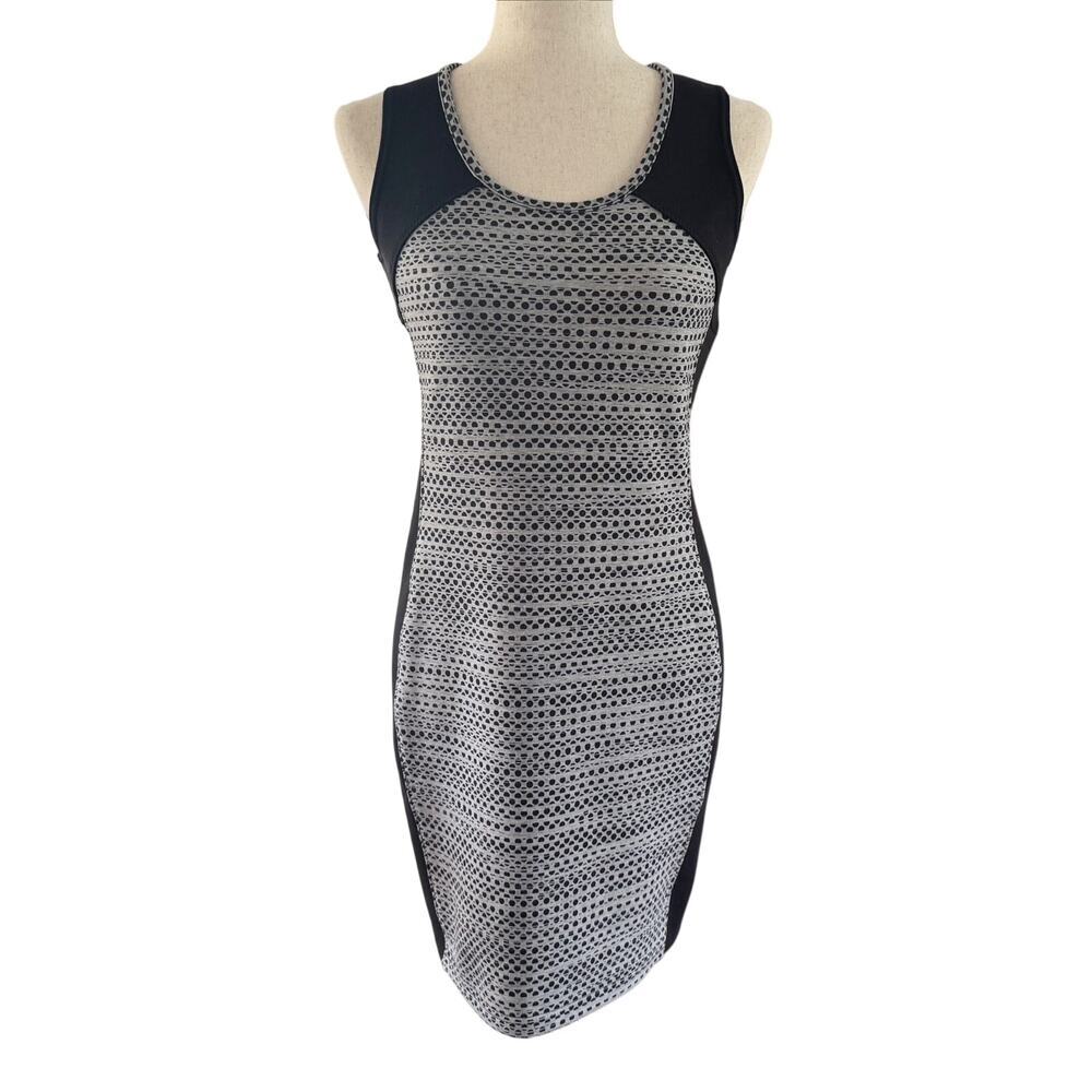 Athleta Dress women’s XS‎ Black Gray Dot Fuse Bodycon sleeveless sporty 1099